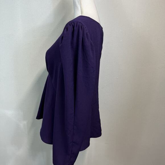 Express Blouse Top size Large Dark Purple Crepe Princess Modest Church Wedding - Picture 5 of 7